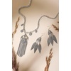 image:imageJessica Simpson Three Feather Dangle Earrings for Women Oxidized