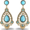 image:imageJessica Simpson Turquoise Earrings for Women Oxidized GoldTone or SilverTone Turquoise Dangle Earrings Western JewelryTurquoise Filigree