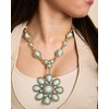 image:imageJessica Simpson Womens Large Turquoise Stone Flower Necklace 16Gold Flower