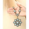 image:imageJessica Simpson Womens Large Turquoise Stone Flower Necklace 16Gold Flower