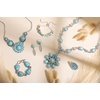 image:imageJessica Simpson Womens Large Turquoise Stone Flower Necklace 16Silver Flower