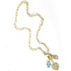 image:imageJessica Simpson Womens Triple Charm Necklace 17  GoldTone Necklace with Lock Charm and Heart Charms