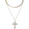 image:imageJessica Simpson Layered Cross Necklace for Women with Crystals One Size