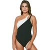 image:imageJessica Simpson Snake Charmer Asymmetric Tied OnePieceBlackCream
