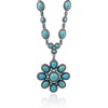 image:imageJessica Simpson Womens Large Turquoise Stone Flower Necklace 16Silver Flower
