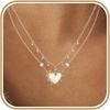 image:imageJessica Simpson Womens Layered Heart Necklace 18  2  GoldTone Double Strand Necklace with Heart Pendant
