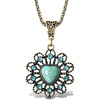 image:imageJessica Simpson Womens Turquoise Stone Ornate Necklace 16 2  GoldTone