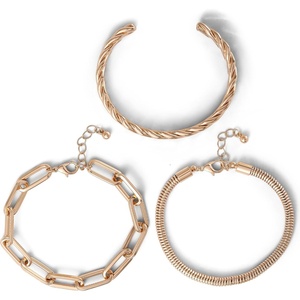 image:imageJessica Simpson 3Piece Bracelet Set GoldTone Chunky Bracelets