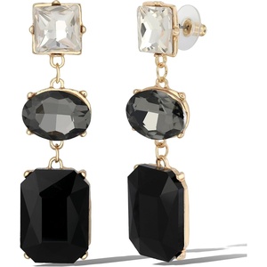image:imageJessica Simpson Black Crystal Drop Earrings for Women  GoldTone Geometric