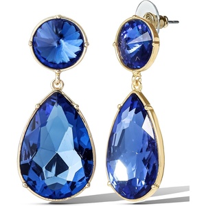 image:imageJessica Simpson Blue Crystal Teardrop Earrings for Women GoldTone