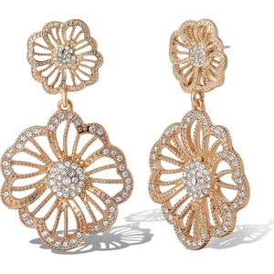 image:imageJessica Simpson Clear Pave Crystal Flower Dangle Earrings for Women Flower