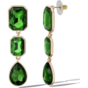 image:imageJessica Simpson Emerald Green Drop Earrings for Women  GoldTone Triple