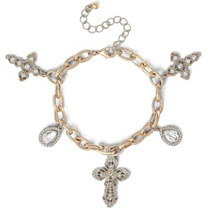 image:imageJessica Simpson GoldTone Charm Bracelet for Women AdjustableCross Gold Tone
