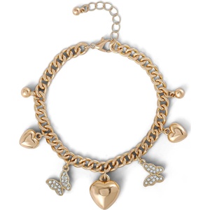 image:imageJessica Simpson GoldTone Charm Bracelet for Women AdjustableHearts  Butterfly Gold Tone