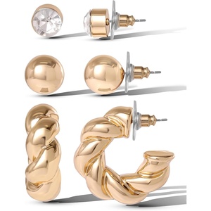 image:imageJessica Simpson GoldTone Mothers Day Earrings Pack for WomenTwisted Gold Tone