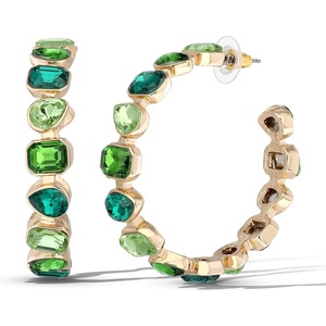 image:imageJessica Simpson Large Hoop Earrings for Women Multicolored Gemstone HoopsGreen