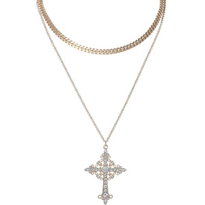 image:imageJessica Simpson Layered Cross Necklace for Women with Crystals One Size