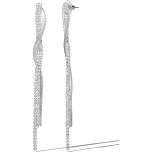 image:imageJessica Simpson Long Silver Rhinestone Tassel Earrings for Women  Twisted