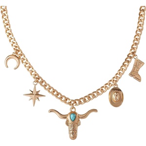 image:imageJessica Simpson Multi Pendant Charm Necklace for Women 165173Gold Tone Bull