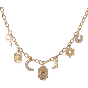 image:imageJessica Simpson Multi Pendant Charm Necklace for Women 165173Goldtone Lucky Western