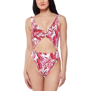 image:imageJessica Simpson On The Spot Side Tie Maillot OnePieceFuschia Print Palm
