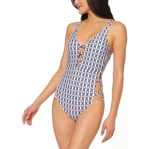image:imageJessica Simpson On The Spot Side Tie Maillot OnePiecePlunge Dark Multi