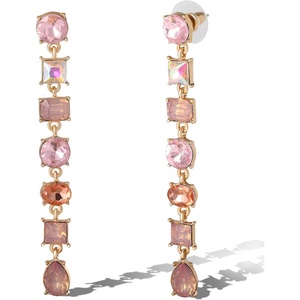 image:imageJessica Simpson Pink Crystal Linear Drop Earrings for Women GoldTone Long
