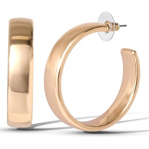 image:imageJessica Simpson Silver of GoldTone Hoop Earrings for Women TrendyRound Yellow Hoop