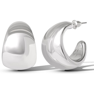 image:imageJessica Simpson Silver of GoldTone Hoop Earrings for Women TrendyWhite Chunky Hoop