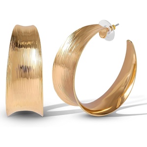 image:imageJessica Simpson Silver of GoldTone Hoop Earrings for Women TrendyYellow Flat Hoop