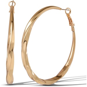 image:imageJessica Simpson Silver of GoldTone Hoop Earrings for Women TrendyYellow Twisted Hoop