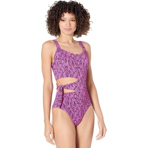 image:imageJessica Simpson Snake Charmer Asymmetric Tied OnePieceFuchsia