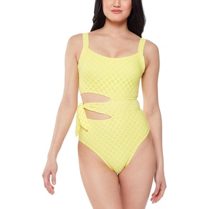 image:imageJessica Simpson Snake Charmer Asymmetric Tied OnePieceSpritz Eyelet Side Tie