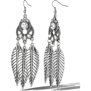 image:imageJessica Simpson Three Feather Dangle Earrings for Women Oxidized