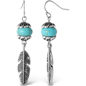 image:imageJessica Simpson Turquoise Earrings for Women Oxidized GoldTone or SilverTone Turquoise Dangle Earrings Western JewelrySilver Bead Feather Drop