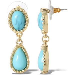 image:imageJessica Simpson Turquoise Earrings for Women Oxidized GoldTone or SilverTone Turquoise Dangle Earrings Western JewelryTurquoise 2 Stone Drop