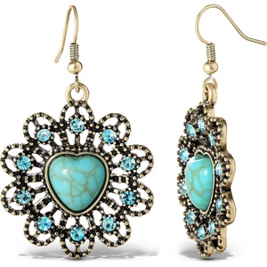 image:imageJessica Simpson Turquoise Earrings for Women Oxidized GoldTone or SilverTone Turquoise Dangle Earrings Western JewelryTurquoise Hearts