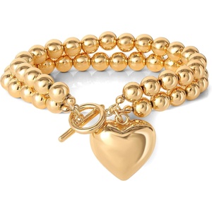 image:imageJessica Simpson Womens Charm Bracelet  75 GoldTone Charm Bracelet JewelryPuffy Heart