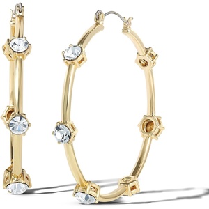 image:imageJessica Simpson Womens Drop and Hoop Earrings  GoldTone Earrings with Crystal EmbellishmentsGold Rund Hoops