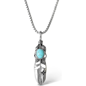 image:imageJessica Simpson Womens Feather Necklace with Turquoise StoneSilver Feather