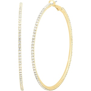 image:imageJessica Simpson Womens Hoop Earrings  SilverTone or GoldTone HoopClear Crystal