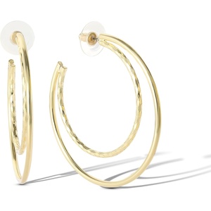 image:imageJessica Simpson Womens Hoop Earrings  SilverTone or GoldTone HoopGold Double Hoops