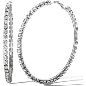 image:imageJessica Simpson Womens Large Hoop Earrings with Crystal Embellishments