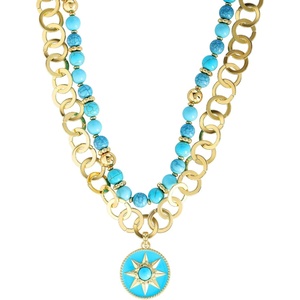 image:imageJessica Simpson Womens Layered Boho Turquoise Star Necklace