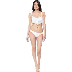 image:imageJessica Simpson Womens Mix amp Match Solid Eyelet Bikini Swimsuit Separates Top amp BottomWhite Bandana Top