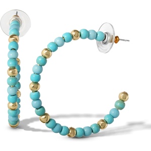 image:imageJessica Simpson Womens Turquoise Bead Hoop EarringsGold