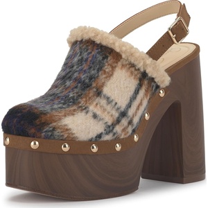 image:imageJessica Simpson Womens Cazea Studded Platform ClogNeutralNavy Brushed Plaid