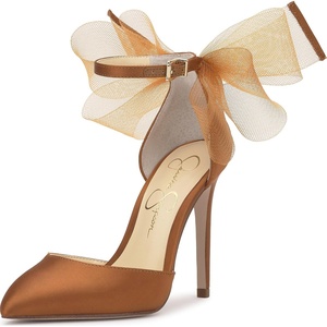 image:imageJessica Simpson Phindies Tulle Bow PumpGolden Copper Satin