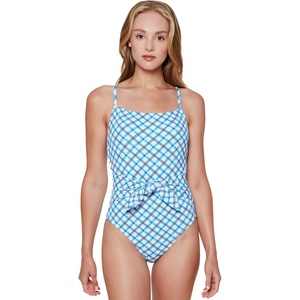 image:imageJessica Simpson Gardenia Paradise Tie Waist OnePieceCaspian Plaid