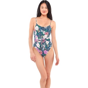 image:imageJessica Simpson Gardenia Paradise Tie Waist OnePieceDark Navy Multi